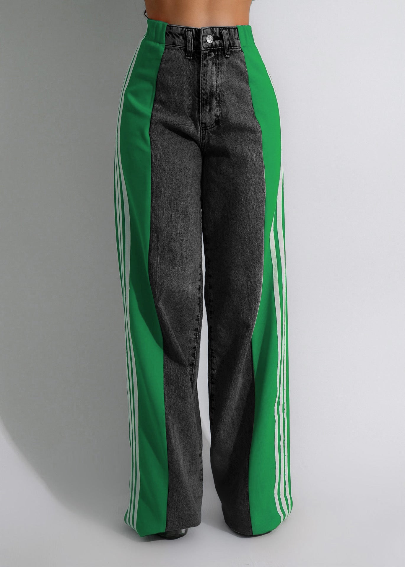 Jean Patchwork Taille Haute Femme