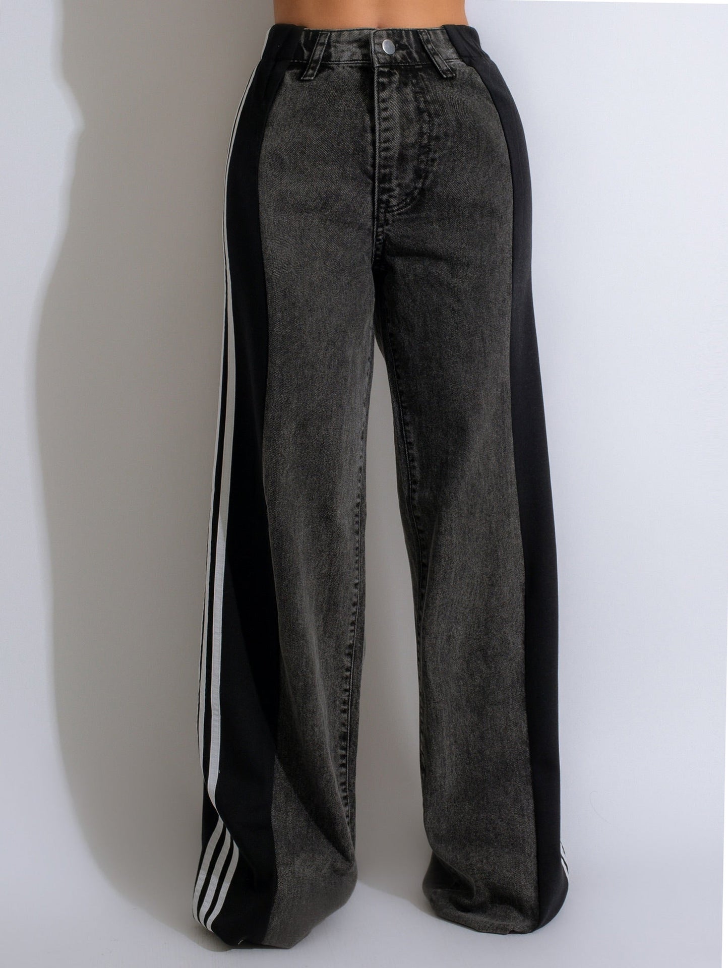 Jean Patchwork Taille Haute Femme