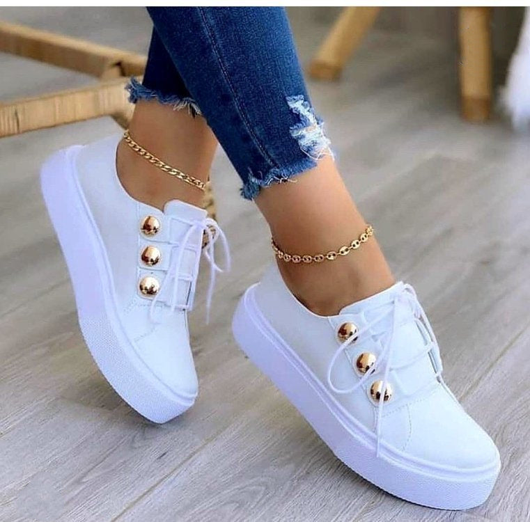 Baskets Décontractées Femme à Lacets et Rivets – Style Moderne & Confortable