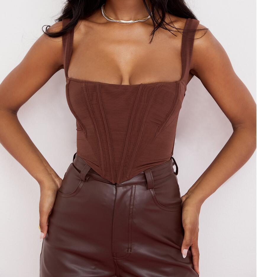 Haut Bustier Carré "Fish Bone" – Élégance & Séduction