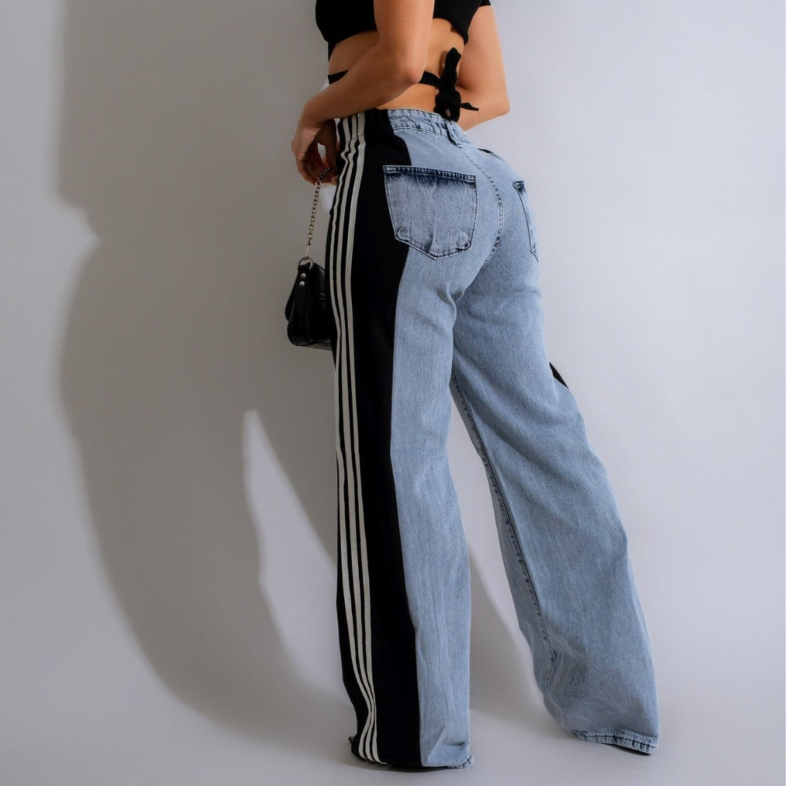 Jean Patchwork Taille Haute Femme