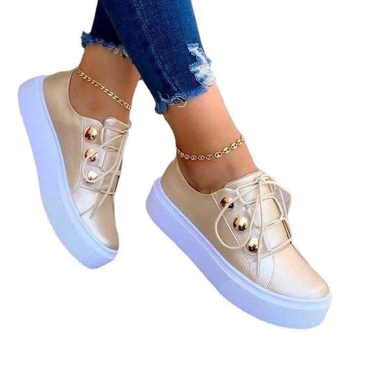 Baskets Décontractées Femme à Lacets et Rivets – Style Moderne & Confortable