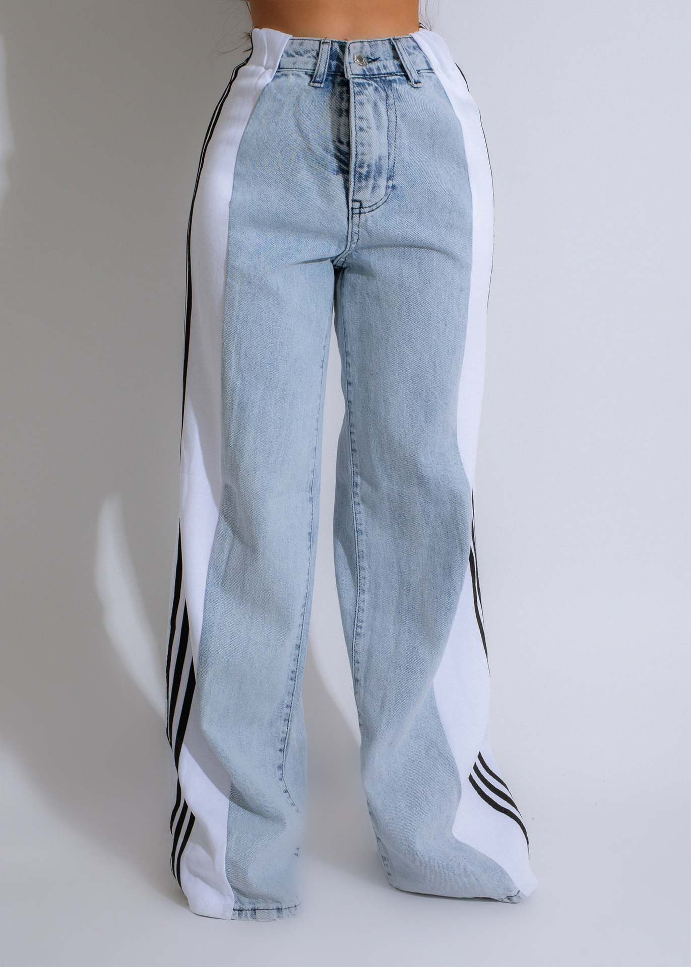Jean Patchwork Taille Haute Femme