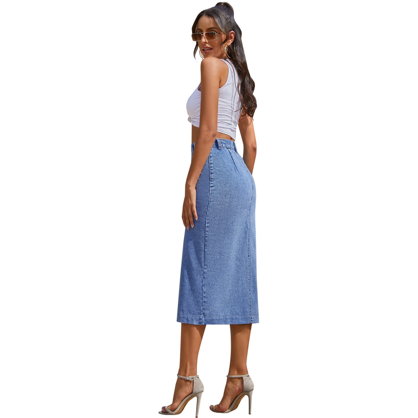 Jupe en Jean Longue Fendue – Style Irrégulier Chic
