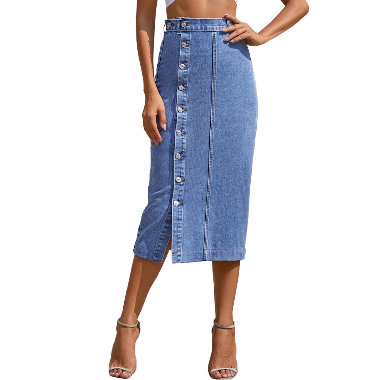Jupe en Jean Longue Fendue – Style Irrégulier Chic