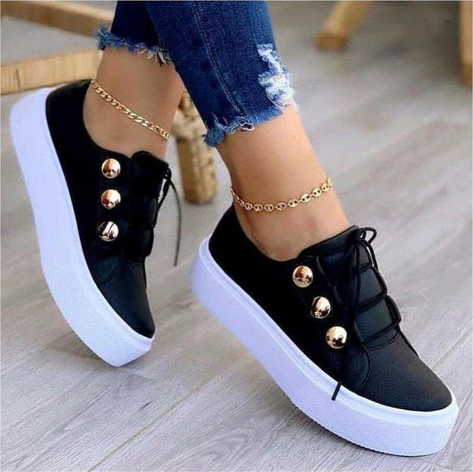 Baskets Décontractées Femme à Lacets et Rivets – Style Moderne & Confortable