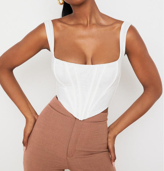Haut Bustier Carré "Fish Bone" – Élégance & Séduction
