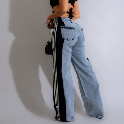 Jean Patchwork Taille Haute Femme